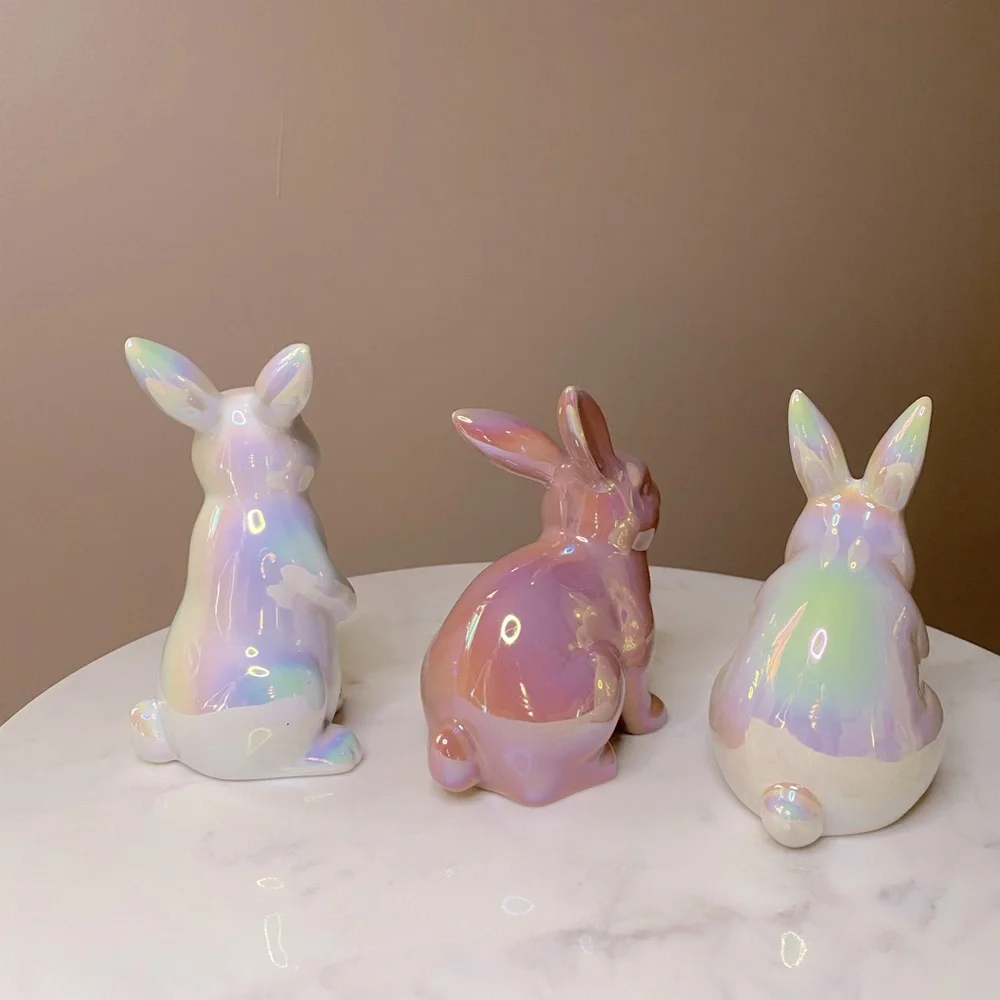 Target Bullseye Iridescent Ceramic Easter Bunny Trio Decor - Picture 4 of 4